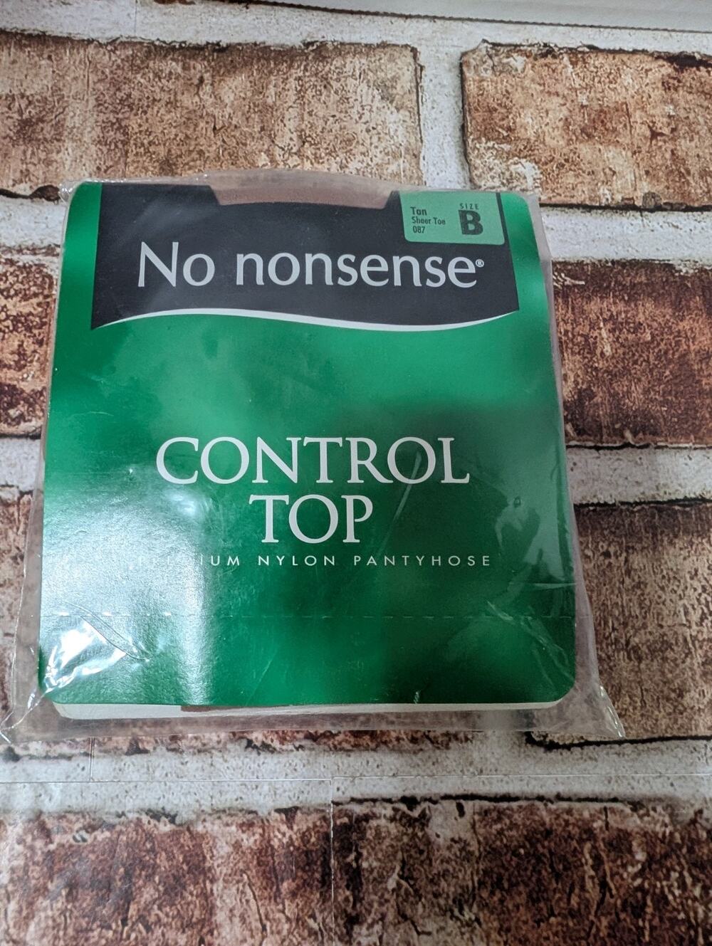 Vintage No Nonsense Control Top Pantyhose Tan Size B Sheer Toe Nylons VTG